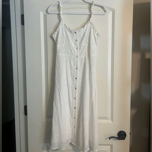 GB Gianni Bini New Without Tags White Lined Button Down Ruffle Midi Dress